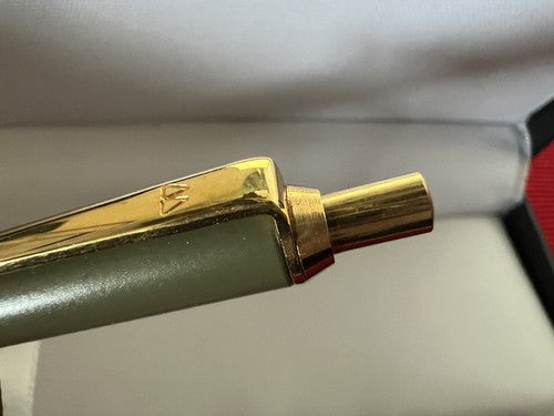🔴 ELMITEX penna sfera by Montegrappa lacca verde militare a pulsante vintage