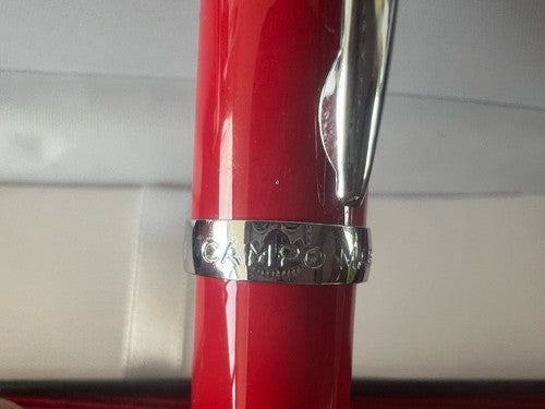 🔴 CAMPO MARZIO Kugelschreiber, roter Lack, Chromprofile, schreibt 