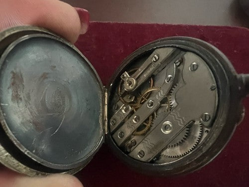 🔴 AMEDEE BOJET Herren-Taschenuhr, brünierter Stahl, funktionsfähig, antik, 1897 