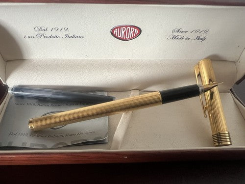 Aurora Stylo-Plume Stylo à Plume Marco Polo Doré Avec Cartouche Et Guarantee 