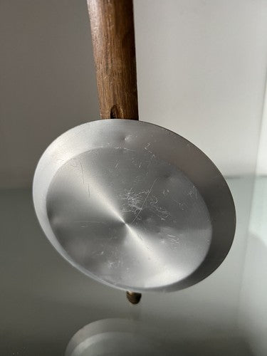 Pendule Horloge Mur Aluminum Avec Barre Bois Et Tiges Vintage 