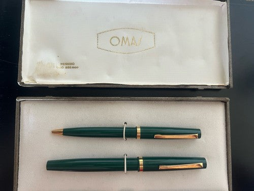 OMAS Green Füllfederhalter Studio C 14K GOLD Feder und Kugelschreiber Vintage 
