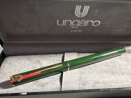 🔴 UNGARO penna stilografica LACCA VERDE INGLESE a cartuccia scrive con scatola