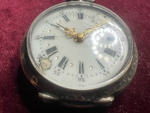 Montre Poche Argent 800 Femme Levier-Dos Manuel Fonctionne Vintage 1920