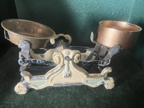 🔴 BILANCIA bilancino espositivo miniatura ghisa e smalti ULTRA RARA antica