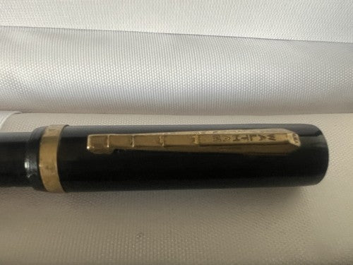 Waltham Pen Fountain Pen Celluloid Black Lever Marking Vintage 1930