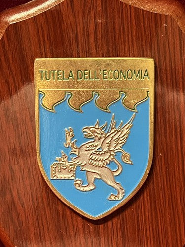 🔴 Crest GUARDIA FINANZA scudo di metallo e legno lucidato LOTTO 3 PEZZI h 15 cm