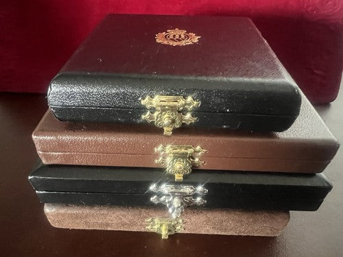 🔴 Scatole SAN MARINO monete medaglie 2 posti astucci custodie nere 4 PEZZI