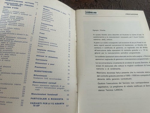 Lancia Autobianchi A 112 Booklet Car Use Maintenance Original Vintage 78