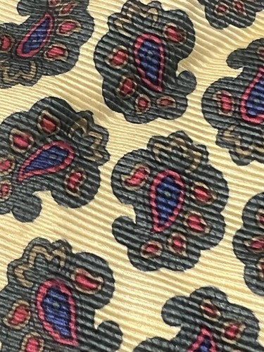 🔴 DUPONT Foulard cravatta uomo seta pura giallo oro con decori rara