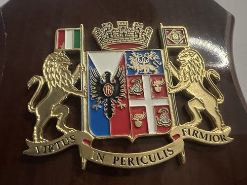 Crest Carabinieri A Cheval Bouclier Bois Poli Avec Métal Vernis Hauteur 13 
