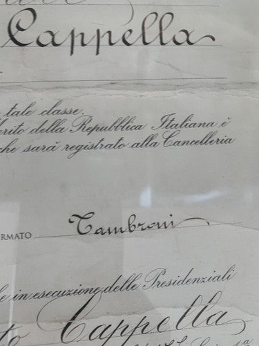 🔴 REPUBLIC OFFICIAL certificate of honor Rome 1960 with frame 