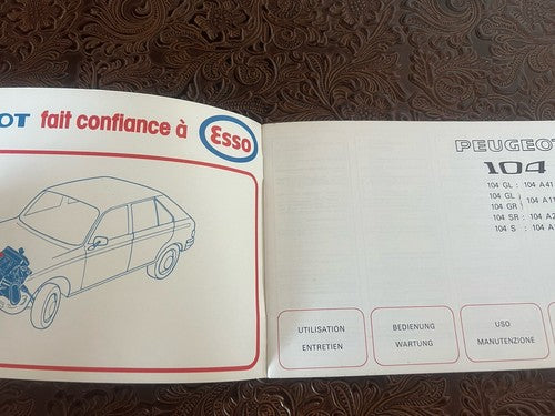 Peugeot 104 Booklet Car Use Maintenance International Original Vintage