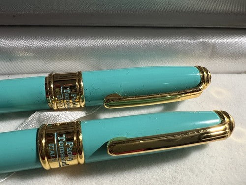 🔴 PAOLA TOMASINI penna stilografica + sfera lacca VERDE scrivono astuccio legno