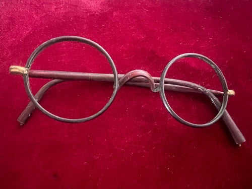 🔴 Montatura OCCHIALI ANTICHI metallo bachelite leggeri Charlie Chaplin 1800 n.2