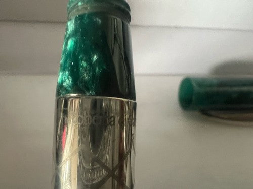 🔴 ROBERTA DI CAMERINO penna sfera ARGENTO 925 con particolari verde brillanti