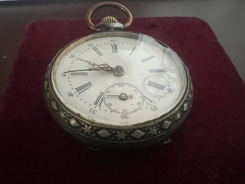 Montre Hommes Poche Amedee Bojet Acier Bruni Fonctionne Antique 1897
