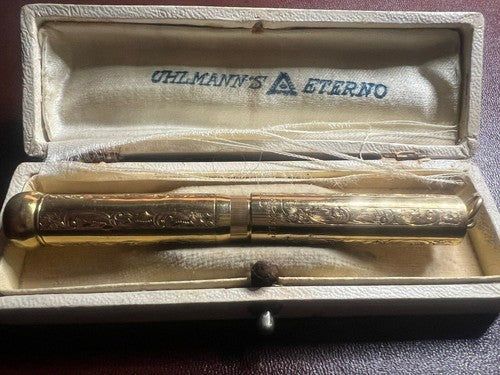 🔴 UHLMANN'S ETERNO matita retrattile aminata oro ciondolo chatelaine antica