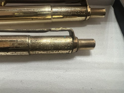 🔴 BALLOGRAF penna sfera Matita meccanica SIGNUM dorate vintage 11