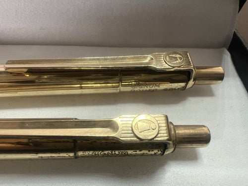 🔴 BALLOGRAF penna sfera Matita meccanica SIGNUM dorate vintage 11