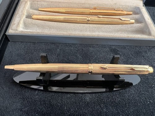 PARKER 180 Gold Plated Fountain Pen And 2 Ballpoint Pens Write