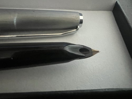 🔴 PELIKAN Füllfederhalter 21 Silvexa 14 KT Goldfeder mit Vintage-Tintenpatrone 