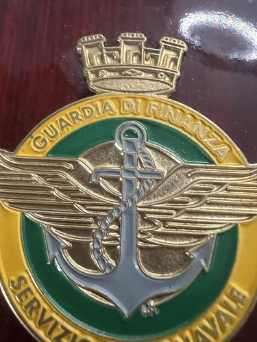 🔴 Crest GUARDIA DI FINANZA AEREONAVALE scudo legno lucidato e smalti h 15