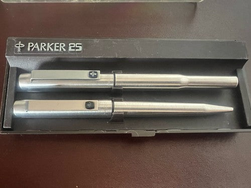Parker Stylo-Plume Stylo à Plume 25 Chrome Clip Joint Noir Et Sphère Cru 1970 