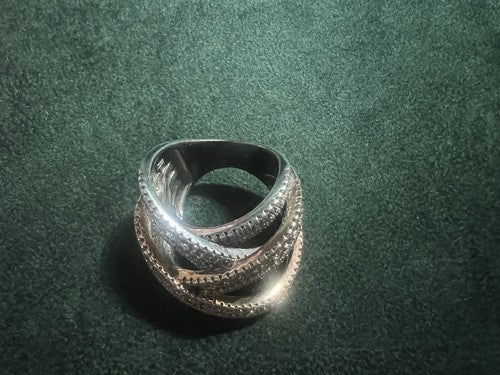 Anneau Femme Argent 925 avec Pierres Tours de Vagues Effet Diamants A Sauts 