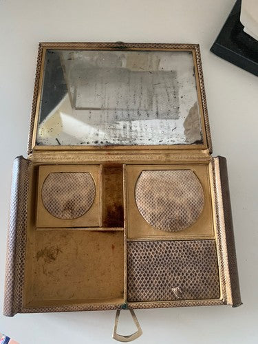 🔴 PORTA TRUCCO gioielli pelle DI SERPENTE da viaggio vintage ANNI 1930