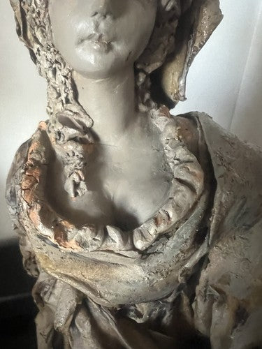 🔴 Statua scultura CARTAPESTA firmata CECILIA POLITO dama Firenze 11x11 h 42 cm