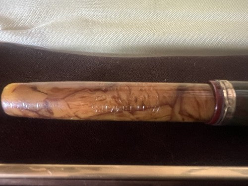 🔴 WATERMAN'S marbled celluloid lever fountain pen with antique GOLD nib 