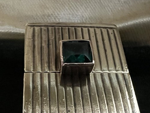 🔴 GUCCI gold laminated lipstick holder with EMERALD stone antique from 1930 RARE 