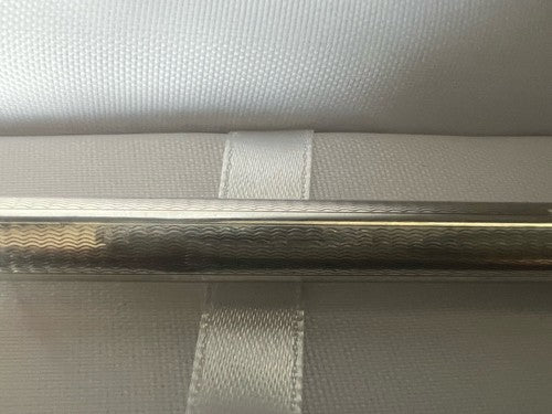 🔴 Penna sfera ARGENTO MASSICCIO 925 onde guillocchè pulsante scrive vintage 18