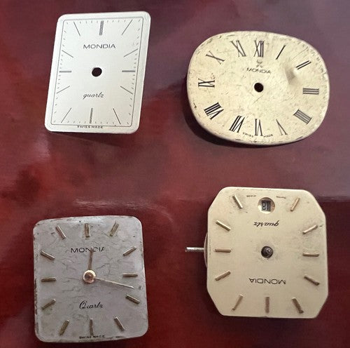 🔴 MONDIA quadranti per orologi champagne ORIGINALI 4 pezzi vintage