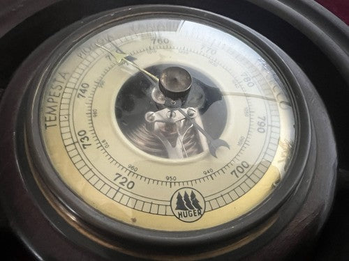 Huger Barometer Ship Wheel Wood Mechanical on the Wall Boat Works Vintage