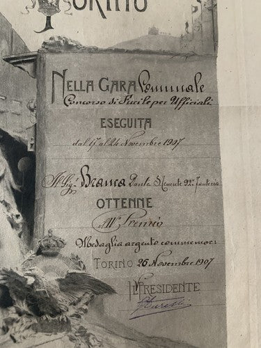 🔴 REGNO ITALIA Vittorio Emanuele III TIRO SEGNO TORINO concorso UFFICIALI 1907