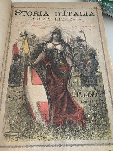 Livre Storia D'Italia Illustré Imprimé Partir Peuple Stefanoni Antique 1890