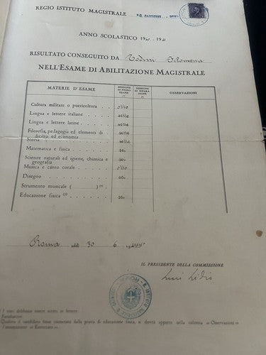 Regno D'Italie Diplôme Validation Magistrale D'Origine 30 Juin 1941