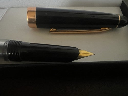 🔴 MARKSMAN penna stilografica nera profili dorati a cartuccia scrive vintage
