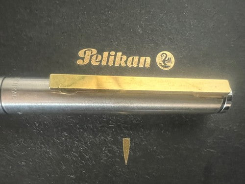 🔴 PELIKAN P380 Chrom-Füllfederhalter mit 14-Karat-Goldfeder, Vintage-Garantie 90 
