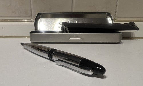 Zippo Stylo-Plume Sphère en Argent Avec Boîte Écrit Parfaitement Vintage 