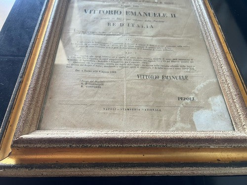 🔴 VITTORIO EMANUELE II legge conio monete 5 10 centesimi 1862 quadro ORIGINALE