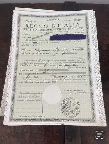 Regno Italie Location Redimibile 5 pour Cento 24 Pièces 1937-1938-1939