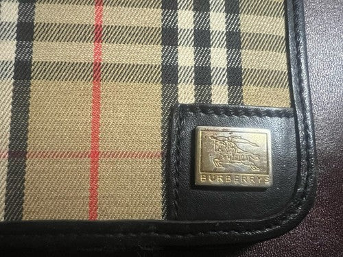 🔴 BURBERRY porta agenda tessuto check interno seta moirè nera ORIGINALE vintage