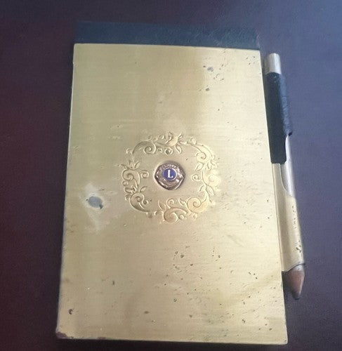 Lion's Club Bloc Notes Or Avec Écusson Et Crayon Vintage L 7 H 11
