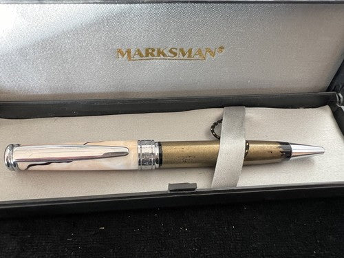 🔴 MARKSMAN penna sfera bicolore marmorizzata profili cromati scrive con scatola