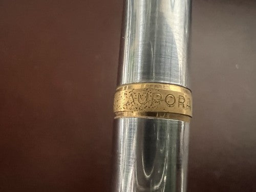 Aurora Stylo-Plume Sphère Automatique Chrome Profils Doré Écrit Vintage