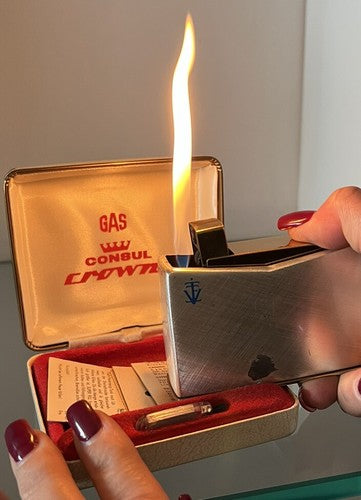 Consul Crown Briquet A Gaz Avec Trousse Ed Anleitung Fonctionnel Vintage 