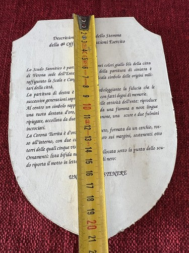 🔴 CREST MILITARE scudo legno 4 officina Riparazione ESERCITO con dedica